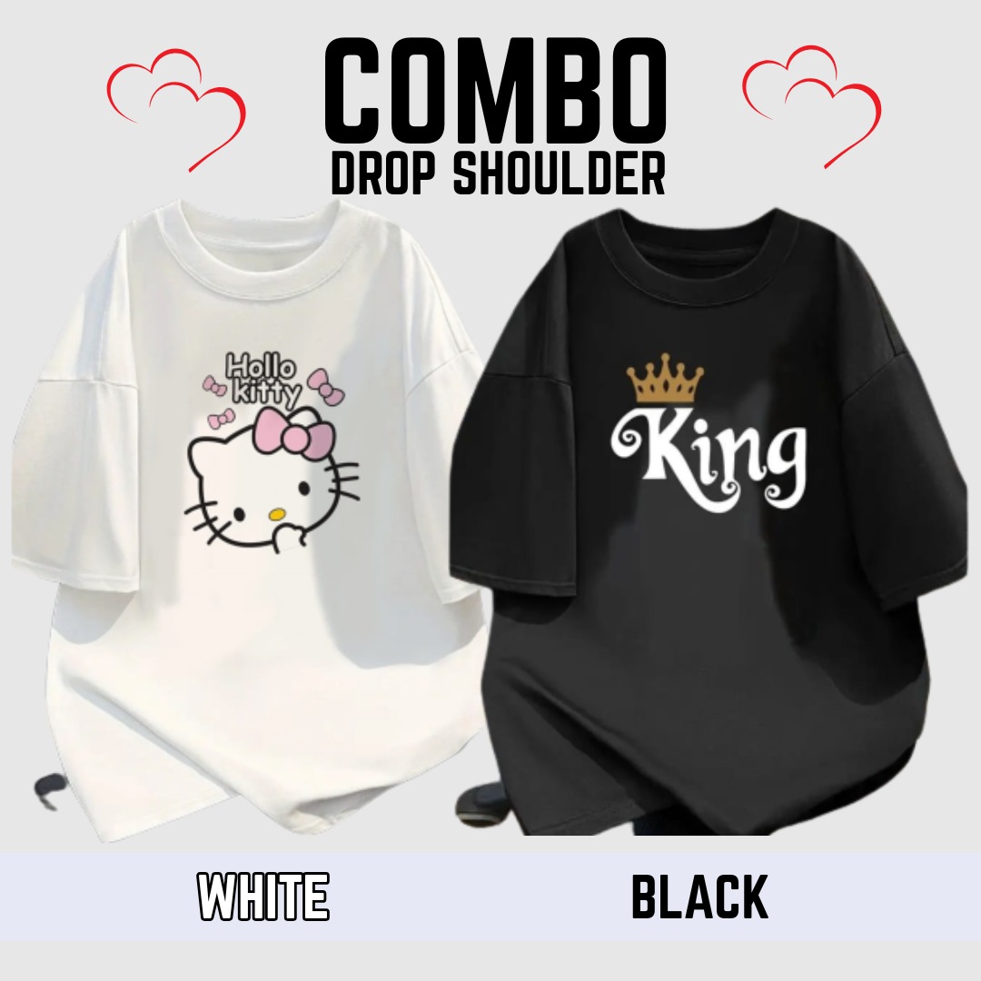 2 Pcs Combo Lovely Drop shoulder T 9466