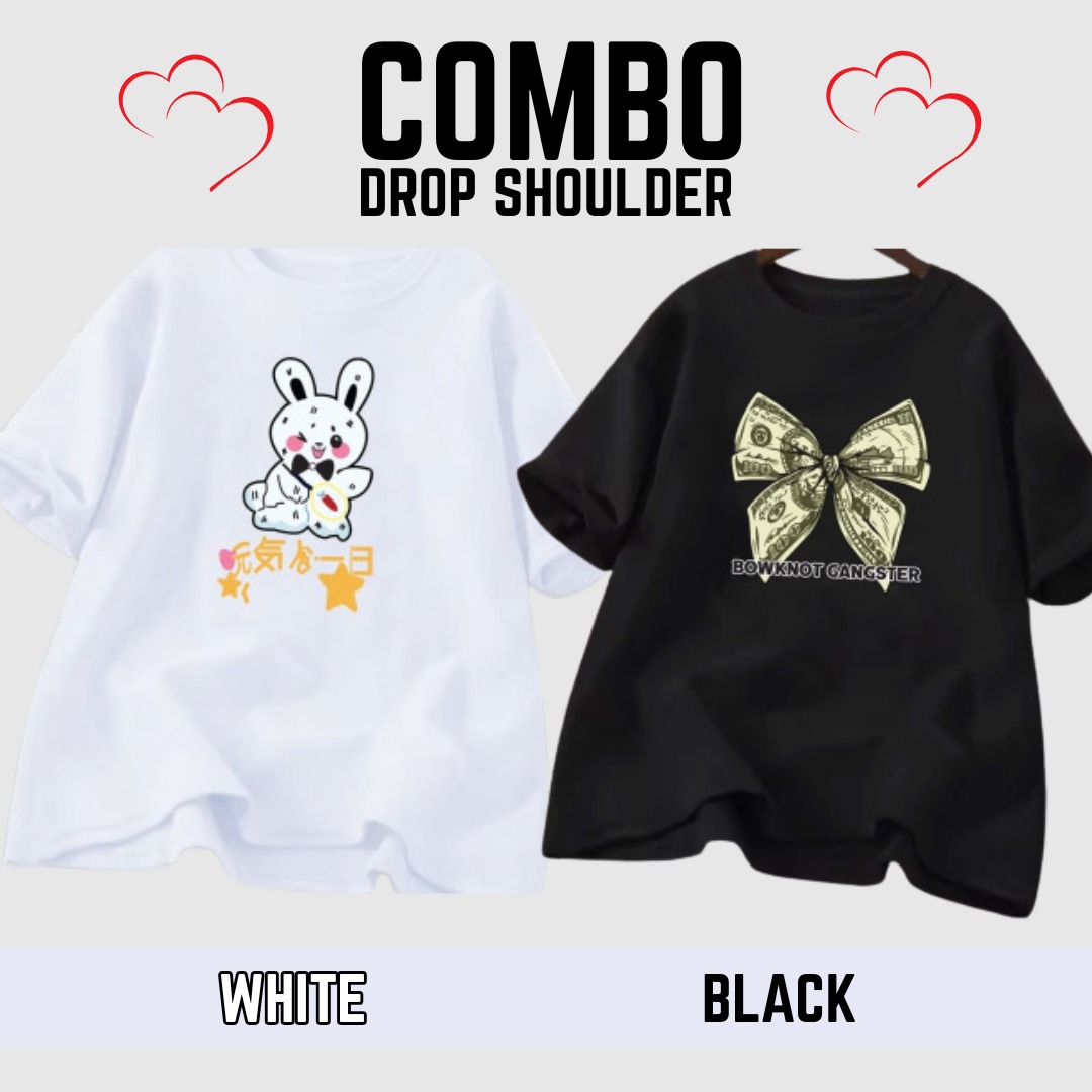 2 Pcs Combo Lovely Drop shoulder T 9465
